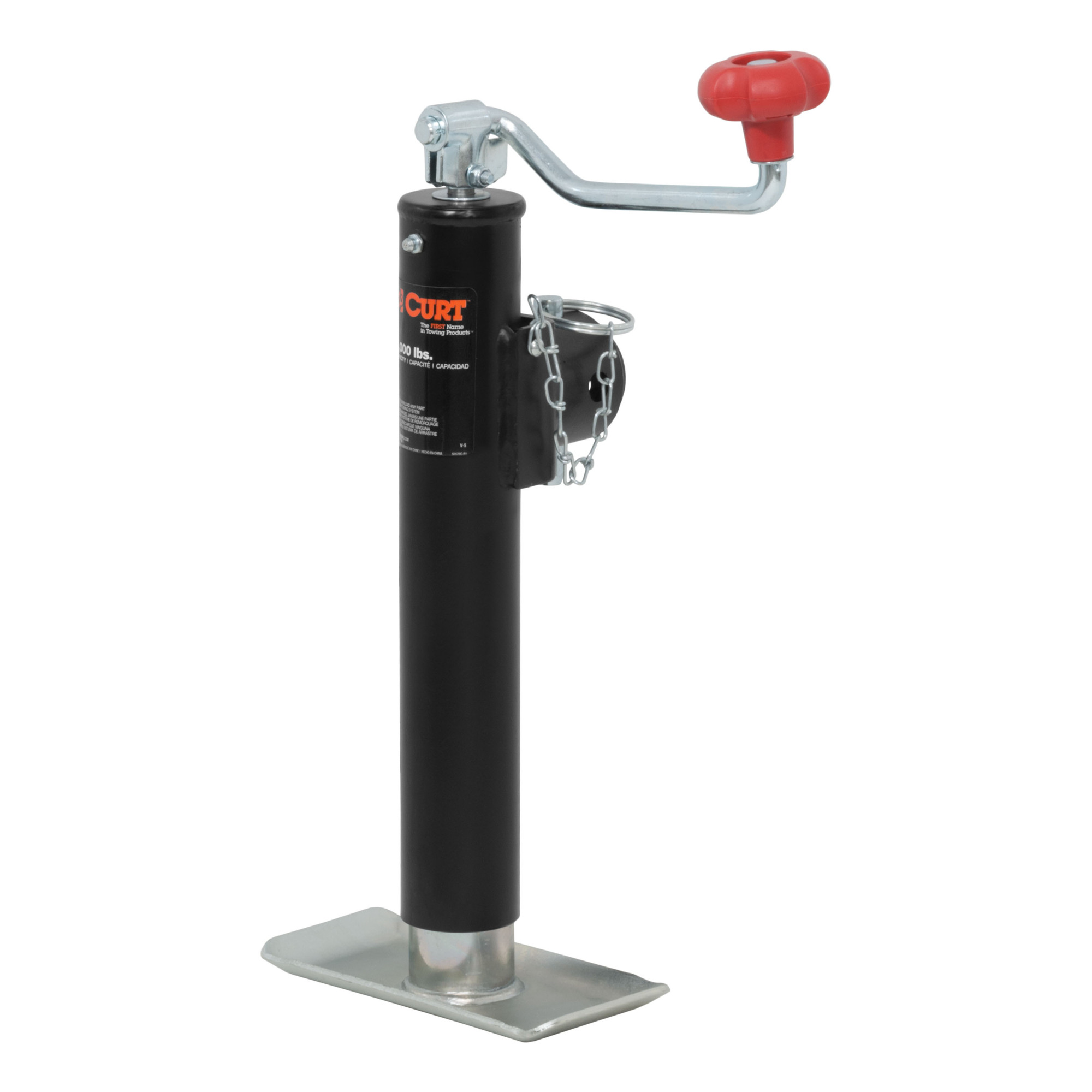 Curt Manufacturing, Pipe-Mount Swivel Jack w Top Handle 2000 lbs, 10in. Travel, Model# 28320